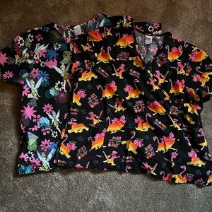Disney Print Scrub Tops
